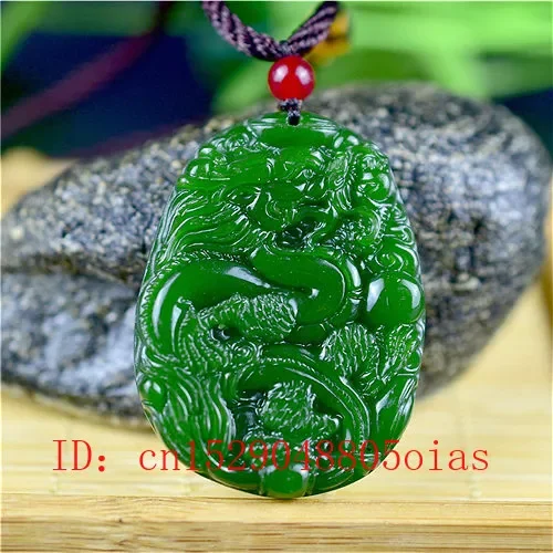 Women'S Accessories And Jewelry - Natural Green Chinese Jade Dragon Pendant