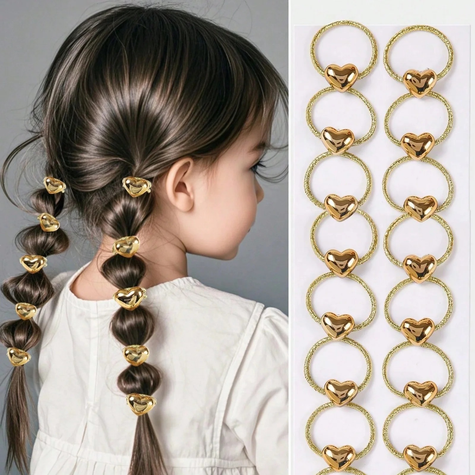 10Pcs Gold Heart Hair Rings Se - Wrap Ring Gold recension och pris