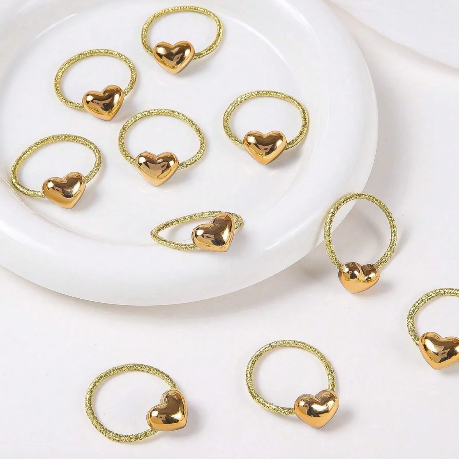 10Pcs Gold Heart Hair Rings Se - Wrap Ring Gold recension och pris