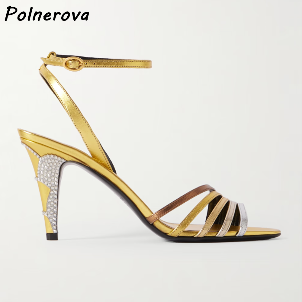 Gold Silvery Rhinestone Heels  - Wrap Ring Gold recension och pris