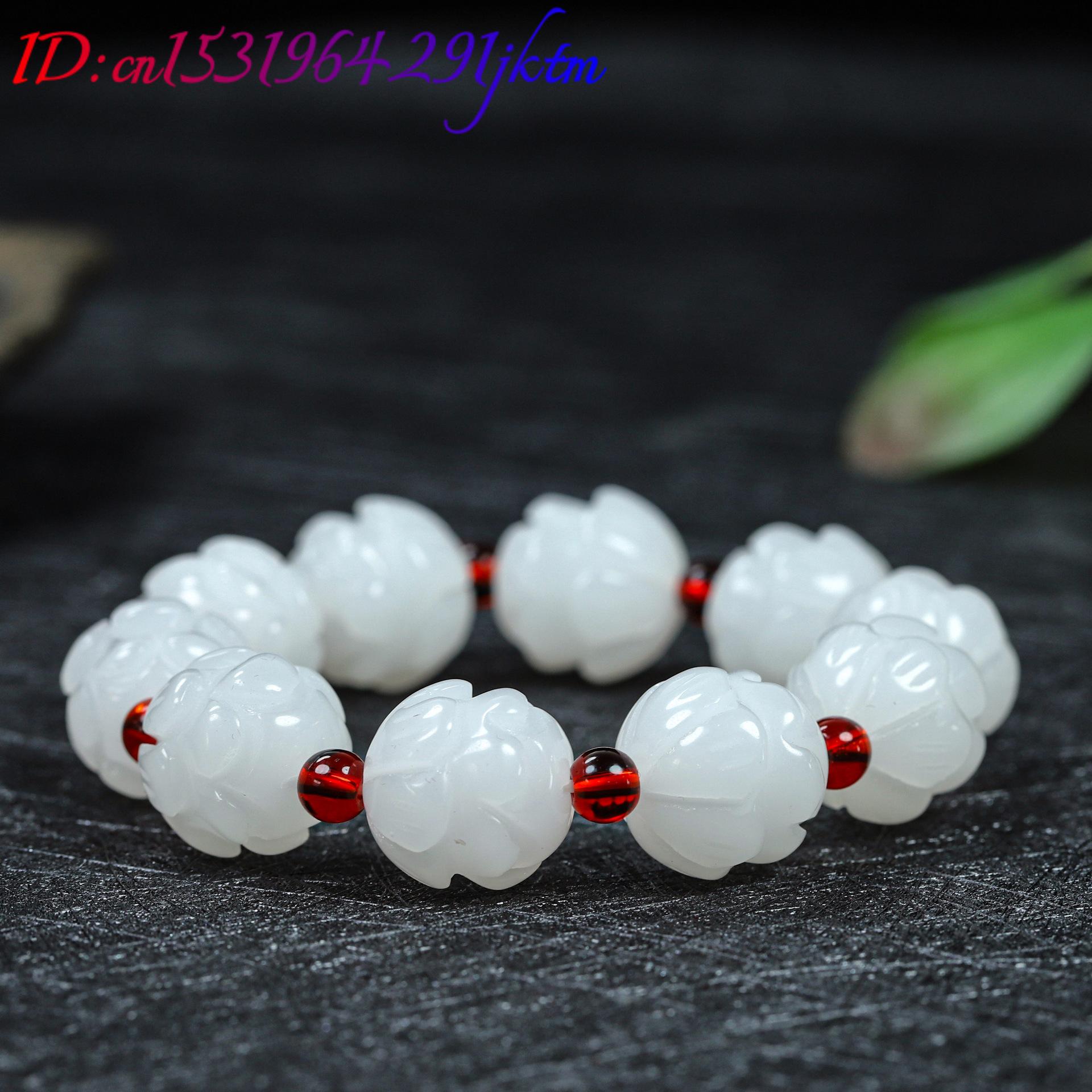 White Real Jade Lotus Bracelet - Women'S Accessories And Jewelry recension och pris