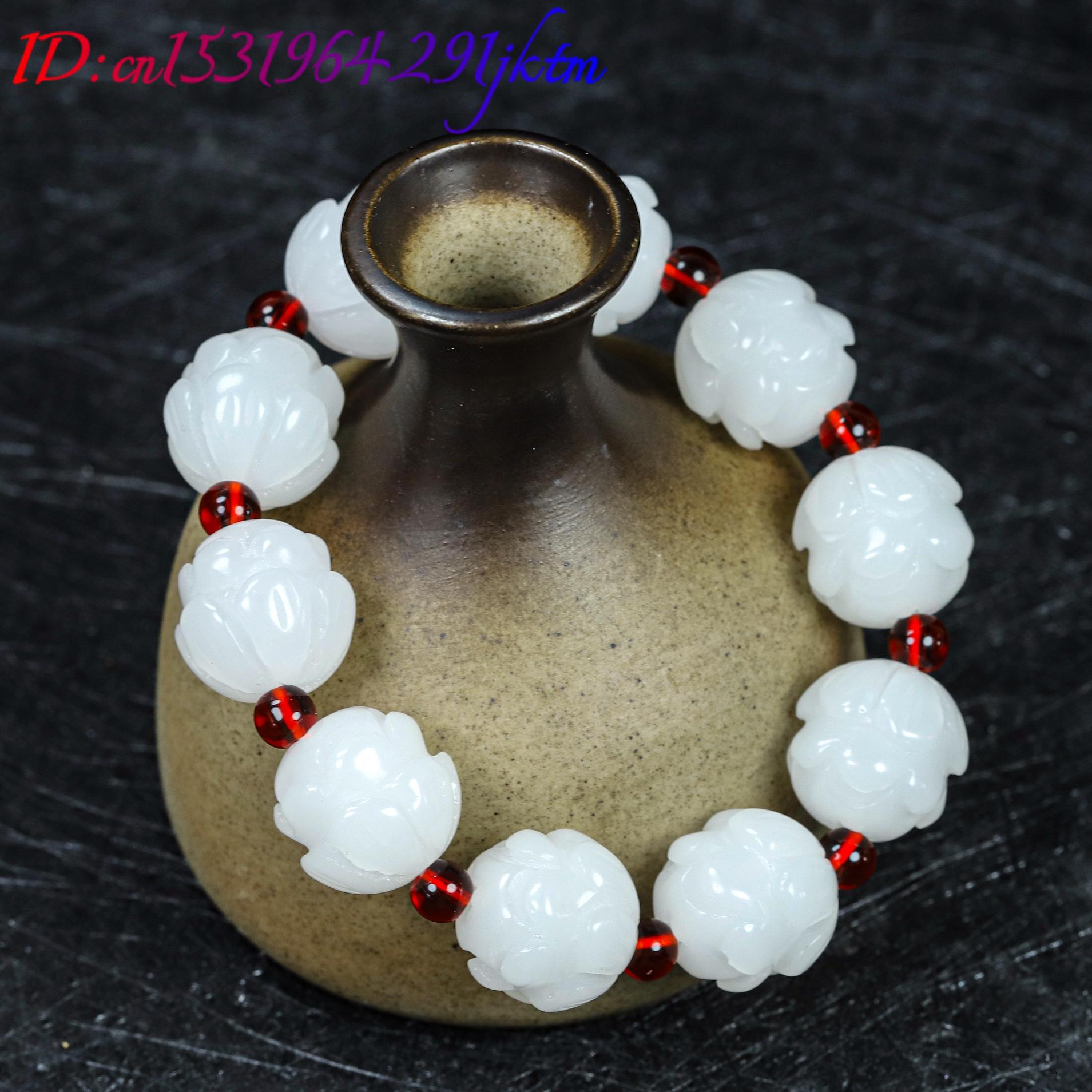 White Real Jade Lotus Bracelet - Women'S Accessories And Jewelry recension och pris