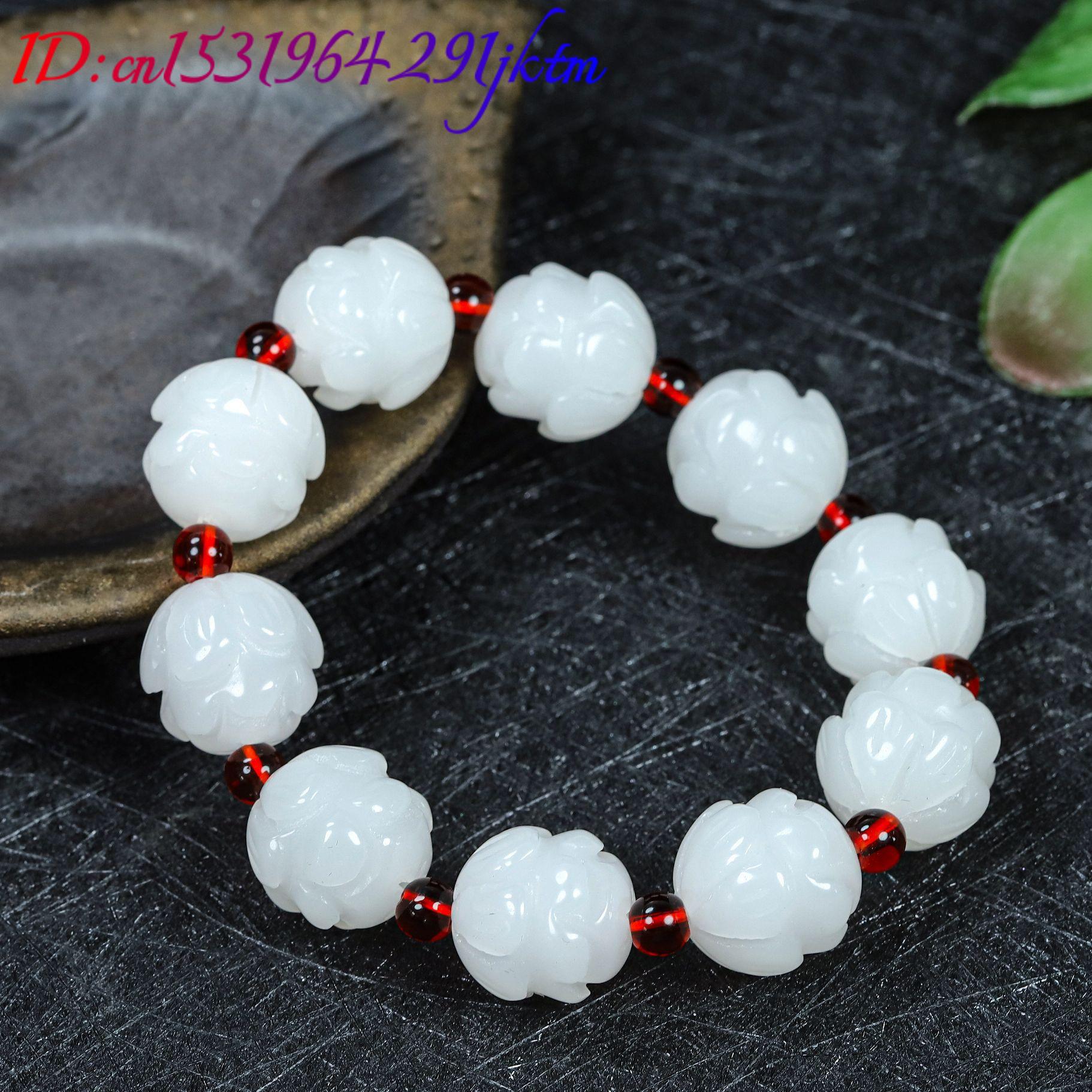White Real Jade Lotus Bracelet - Women'S Accessories And Jewelry recension och pris