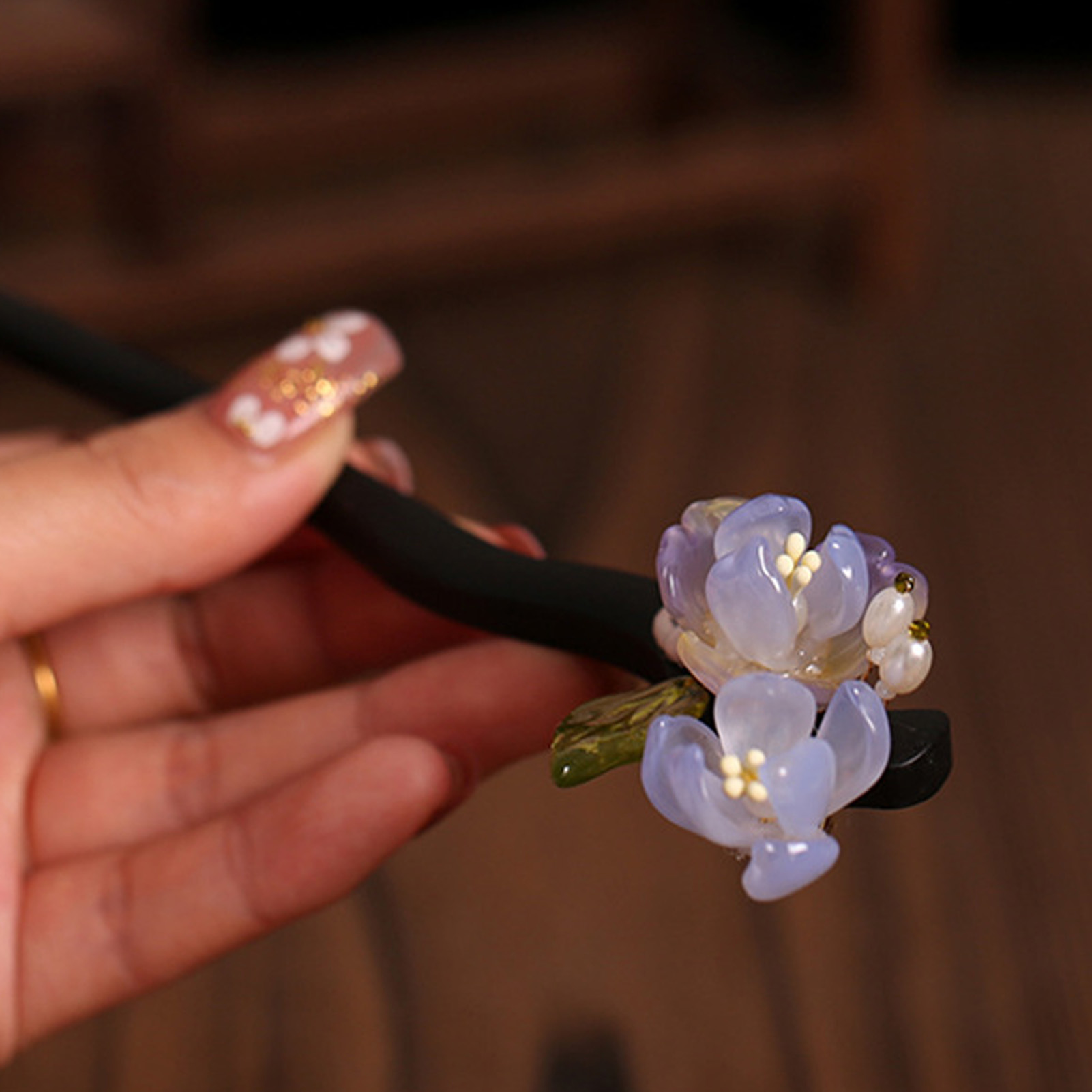 Vintage Wooden Flower Hairpin  - Women Accessories Shop recension och pris